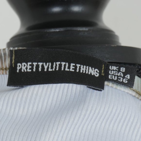 Pretty Little Thing Blue Brown Green Marble Design Size 4 Sleeveless Mini Dress - Picture 2 of 11